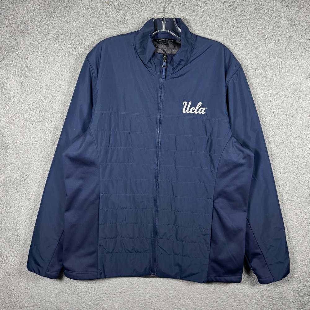 NWT Port Authority Mens UCLA Bruins Hybrid Quilted Full Zip Jacket Navy Blue XL
